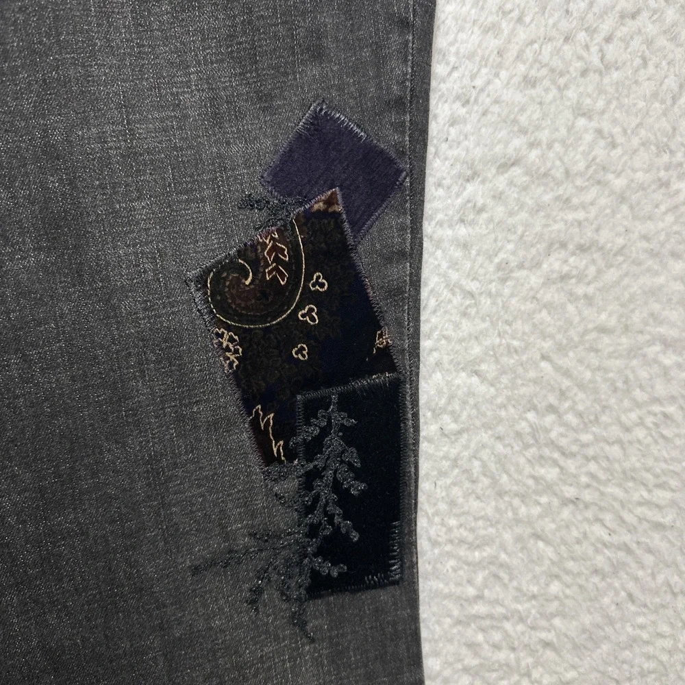 Y2K Vintage Lauren Jeans Co. Ralph Lauren Size 12‎ Black With Decorative Patches - Picture 10 of 16
